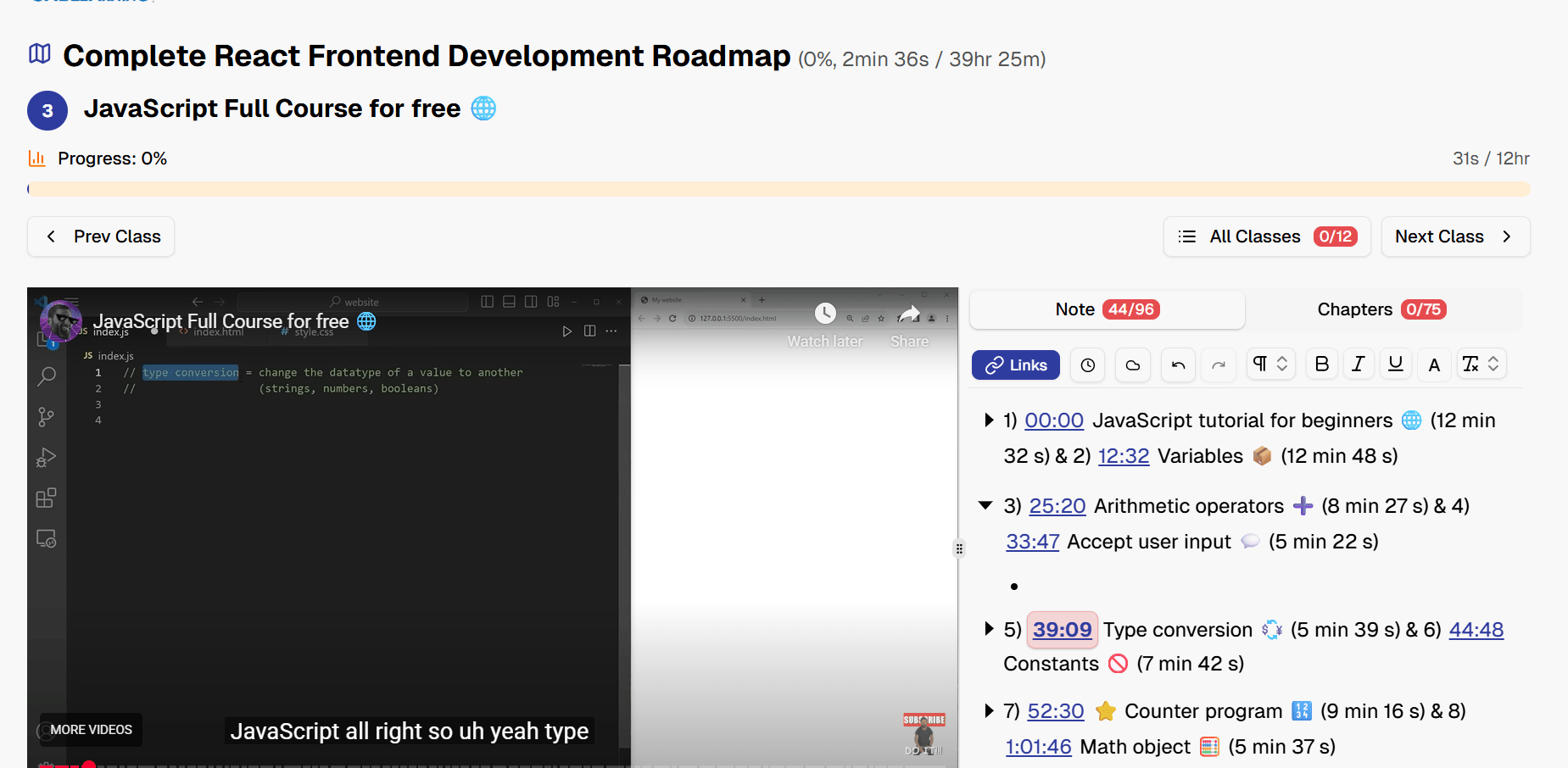 Video class of Learning path
