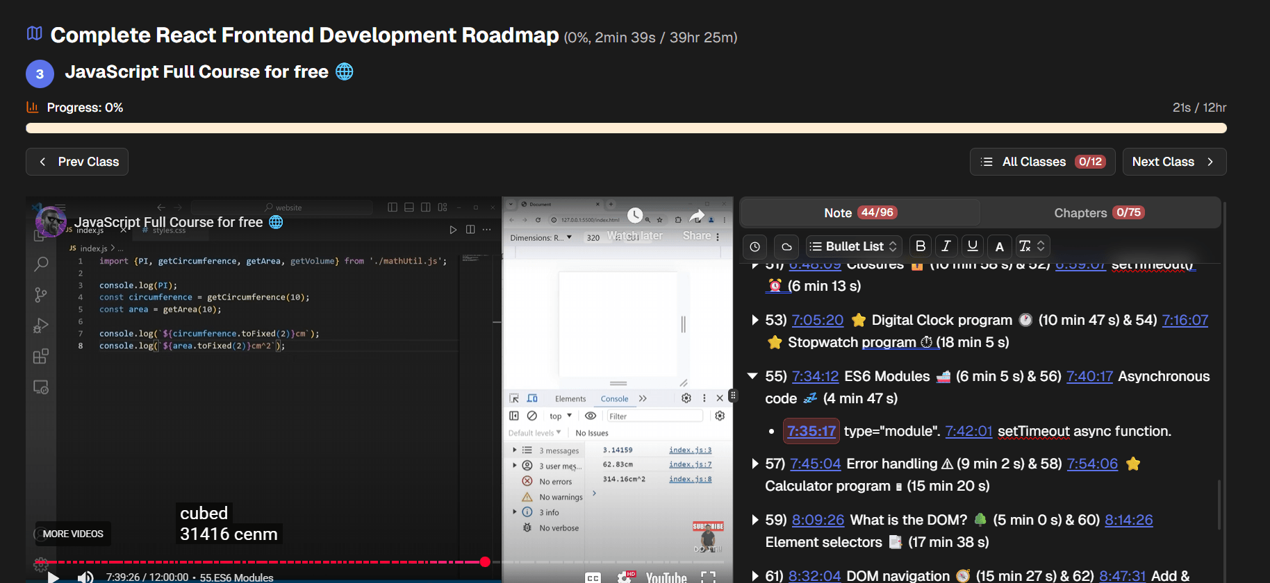 Video class of Learning path
